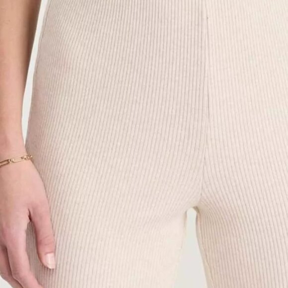 Madewell Ribbed Pull On Flare Pants Heather Summer Dune Tan Knit Womens M NM352 - Picture 3 of 8